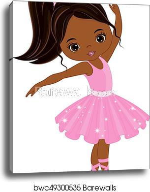Vector Cute Little African American Ballerina Dancing, Canvas 305x390 Vector Cute Little African American Ballerina Dancing, Canvas
