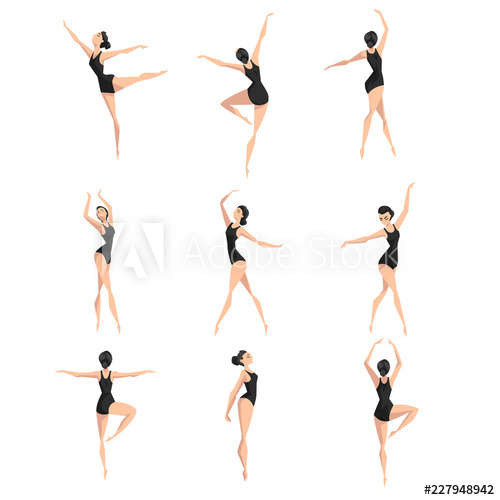 500x500 Female Ballet Dancer Set, Beautifull Slim Ballerina Dancing
