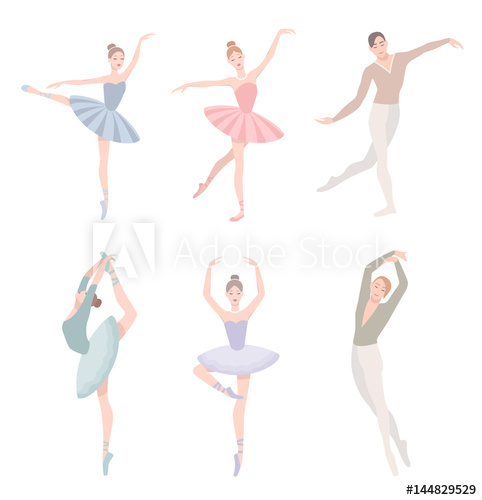 482x500 Set Of Ballet Dancer Vector Illustration In Flat Style Girl