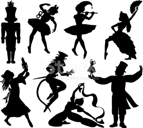 489x439 Nutcracker Ballet Silhouettes Stock Vector