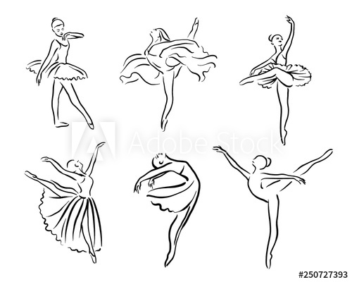 500x400 Artistic Hand Drawn Pictures Set Of Theatre Theme Ballerinas