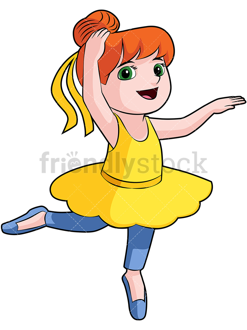 800x1067 Little Girl Doing Ballet Cartoon Vector Clipart