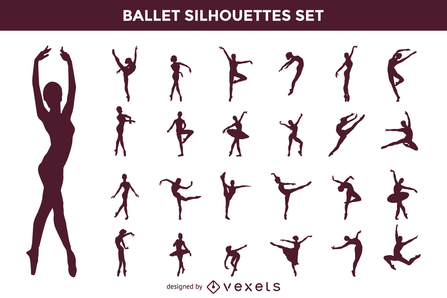 1500x1000 Vector Ballet Silhouette Set