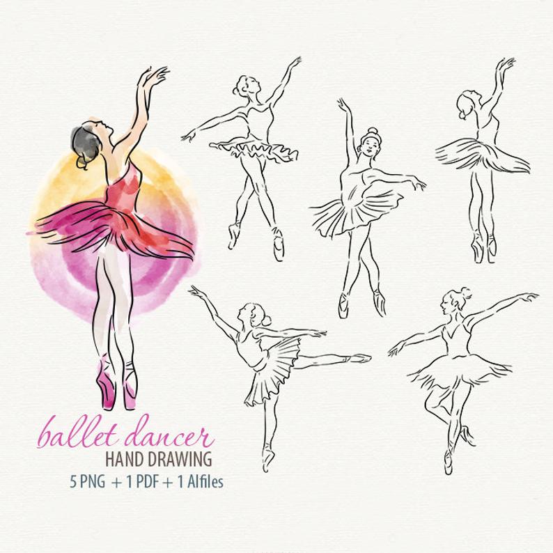 794x794 Watercolor Ballerina Clipart Ballet Vector Clipart Dancer Girl Etsy