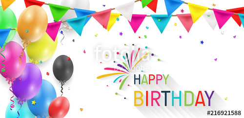 500x243 Happy Birthday Balloons Template Colorful Balloons Vector Graphic