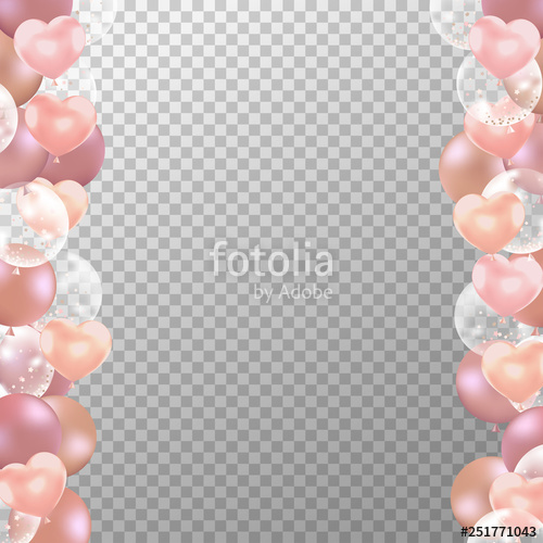 500x500 Realistic Rose Gold Balloons Frame With Transparent Background