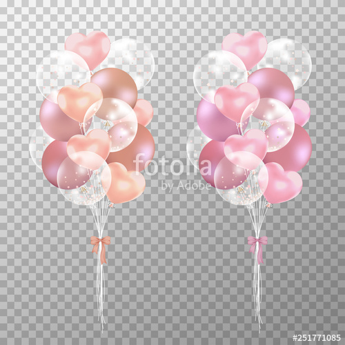 500x500 Rose Gold Balloons On Transparent Background Realistic Glossy