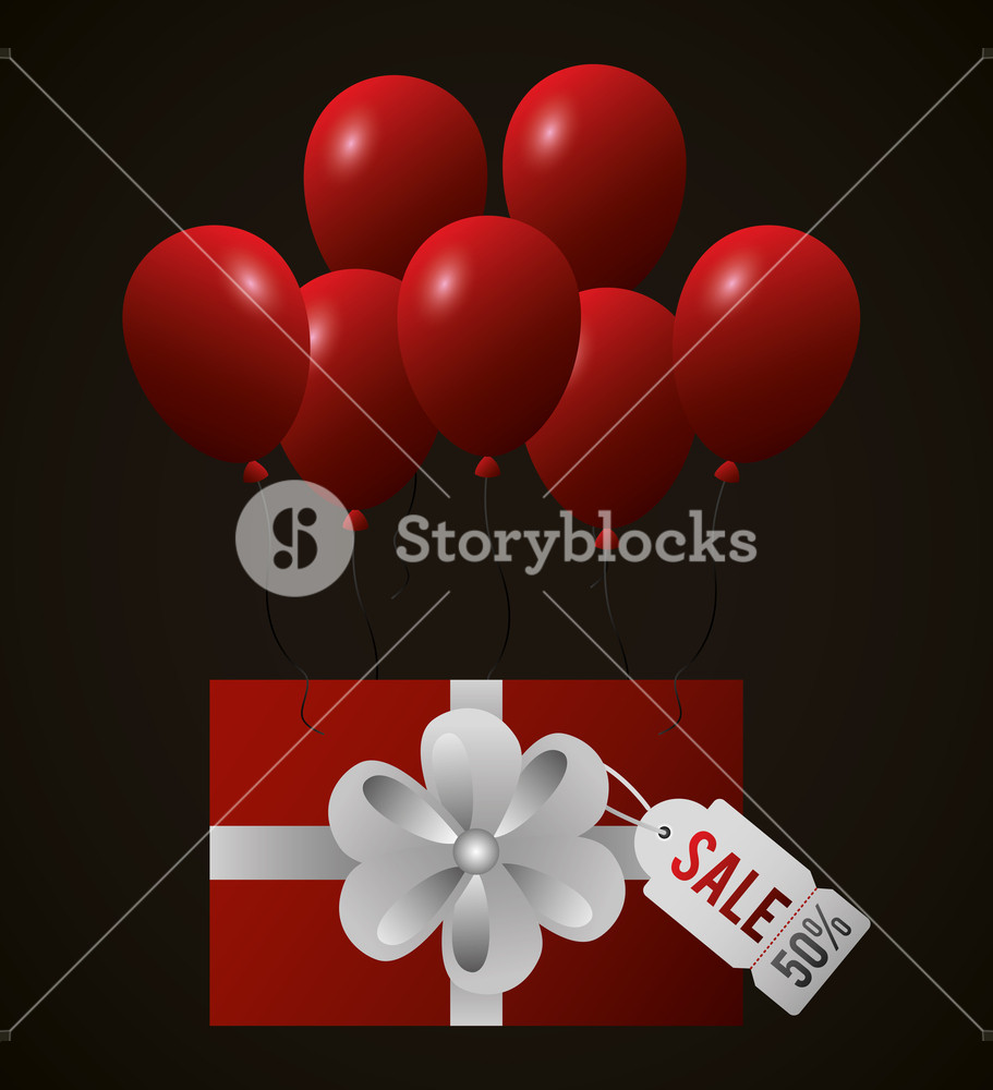 911x1000 Black Friday Shopping Sales Gift Box Ticket Balloons Vector