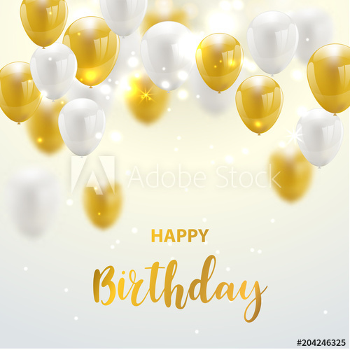 500x500 Happy Birthday Celebration Party Banner With Gold Balloons
