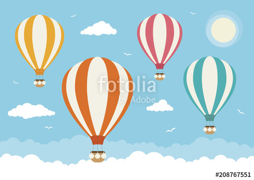 500x354 Cartoon Vector Hot Air Balloons Stock Image And Royalty Free