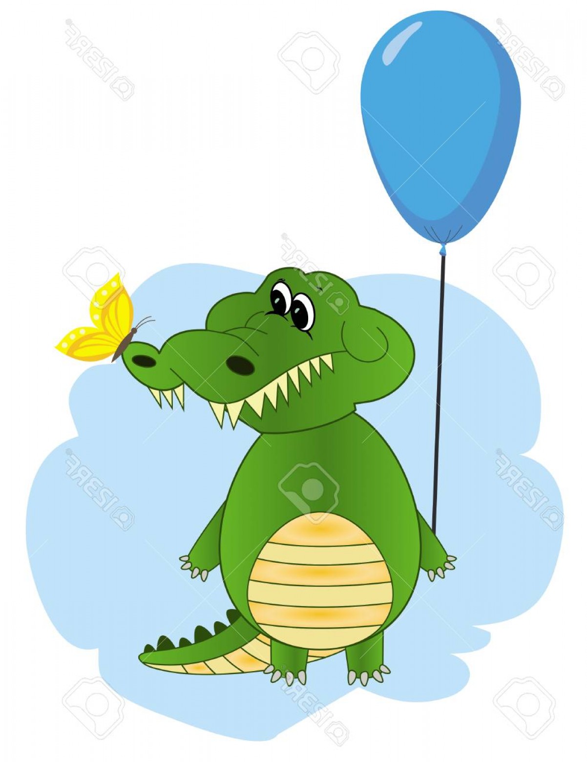 1202x1560 Photostock Illustration Greeting Card Crocodile With Balloon Cute