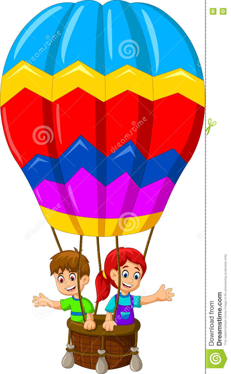 805x1300 Attractive Hot Air Balloon Cartoons Funny Two Kids Cartoon Flying