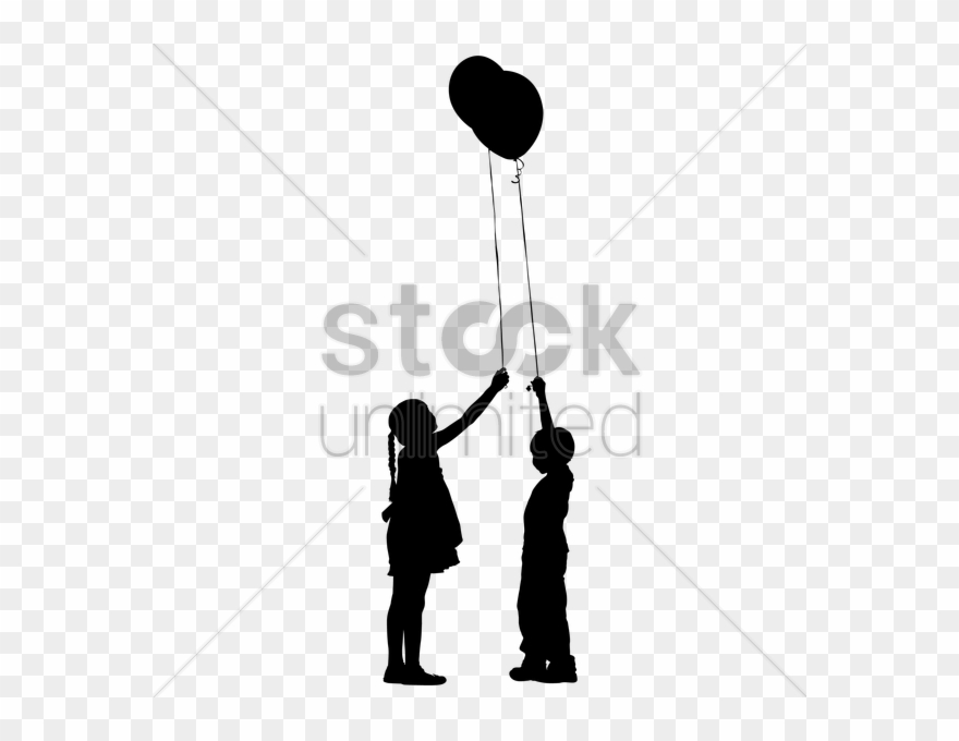Silhouette Of Kids Playing With Balloon Vector Image 880x680 Silhouette Of Kids Playing With Balloon Vector Image