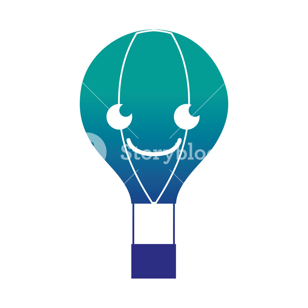 1000x1000 Silhouette Happy Air Balloon Kawaii Cartoon Vector Illustration