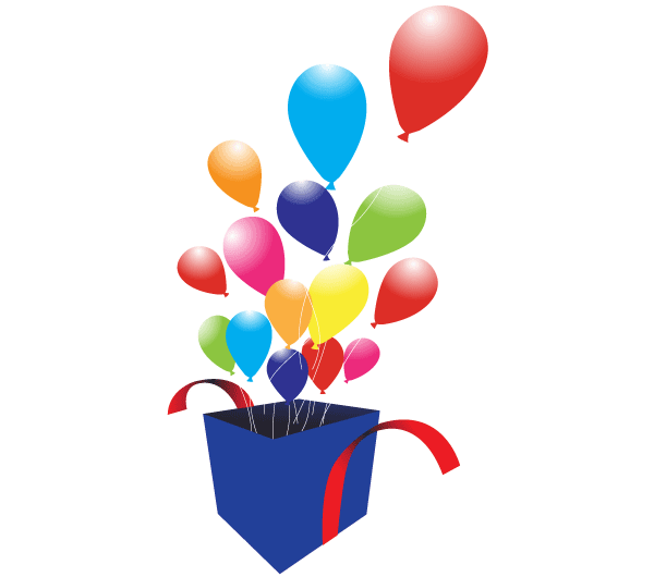 Box With Balloons Free Vector Art 600x530 Box With Balloons Free Vector Art