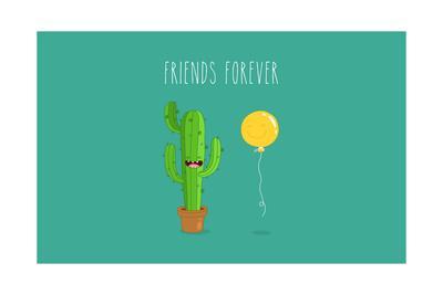 Funny Cactus With Air Balloon Vector Illustrations Friends 400x267 Funny Cactus With Air Balloon Vector Illustrations Friends