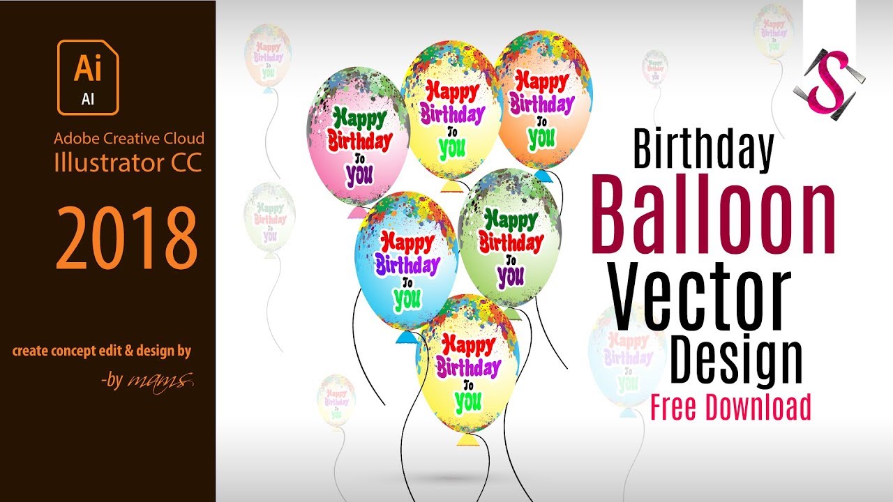 How To Make Birthday Balloon Vector Design I Free Download I Adobe 1280x720 How To Make Birthday Balloon Vector Design I Free Download I Adobe