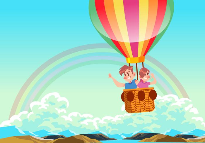 Kids Riding A Hot Air Balloon Vector Stock Images 700x490 Kids Riding A Hot Air Balloon Vector Stock Images