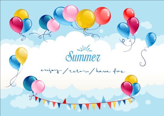 Summer Background With Balloon Vector Clipart 550x389 Summer Background With Balloon Vector Clipart