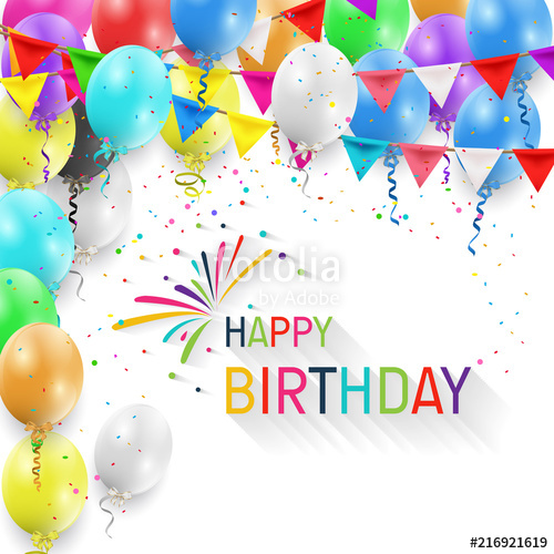 500x500 Happy Birthday Balloons Template Colorful Balloons Vector Graphic