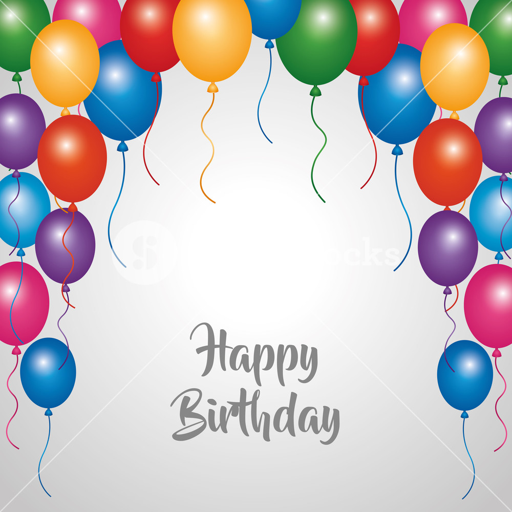 1000x1000 Happy Birthday Card Party Celebration Border Balloons Vector