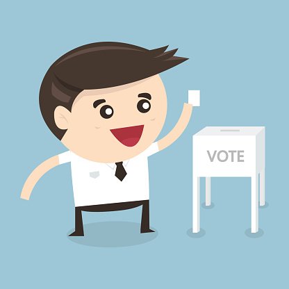 416x416 Businessman Vote At Ballot Box, Vector Illustration, Flat Design