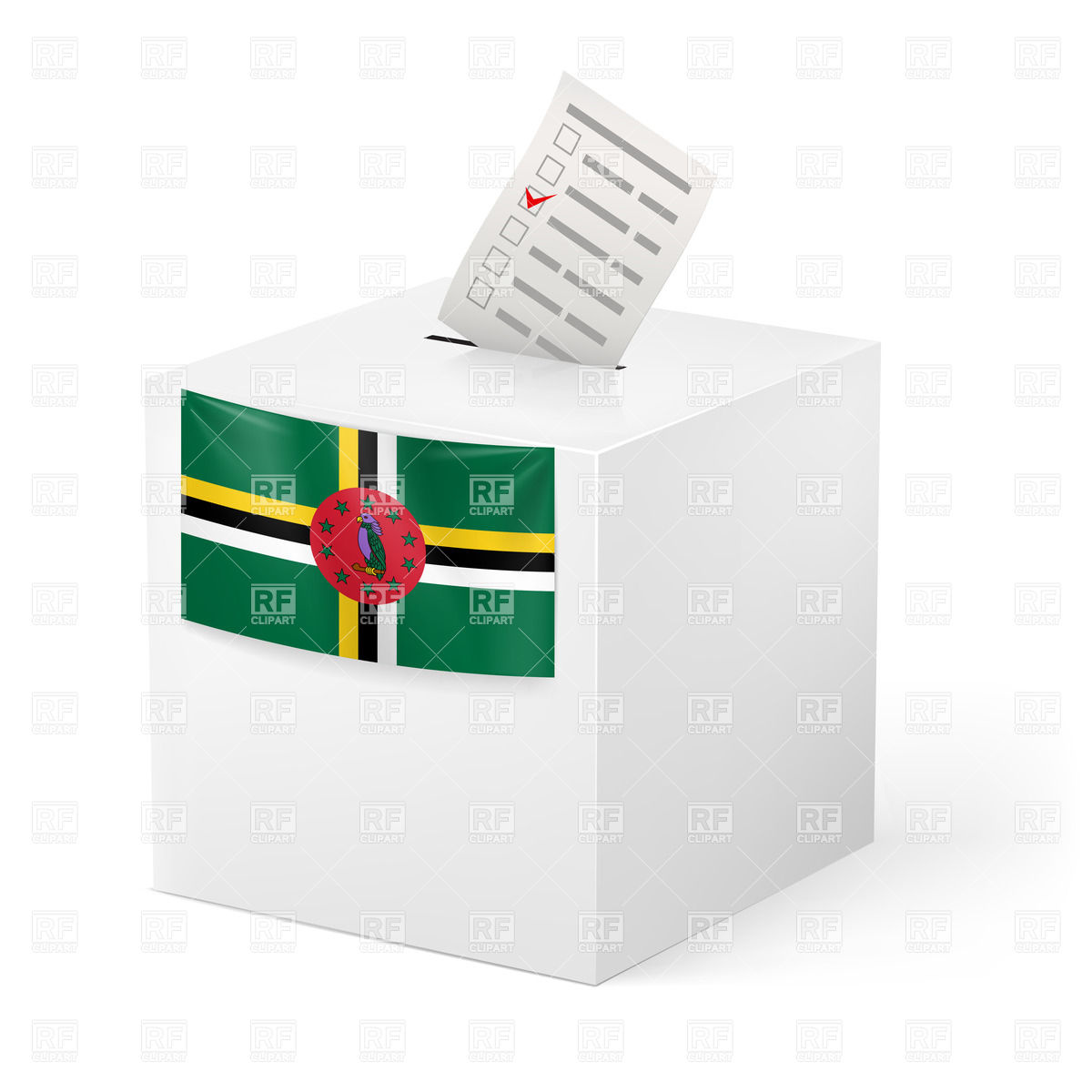 1200x1200 Election In Dominica Voting Paper In Ballot Box Vector Image
