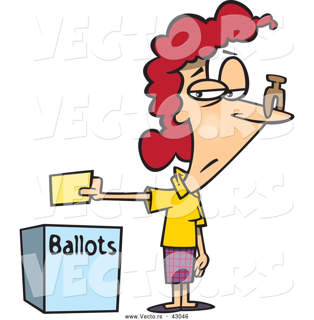 1024x1044 Vector Of A Unhappy Cartoon Female Voter Dropping Off Her Ballot