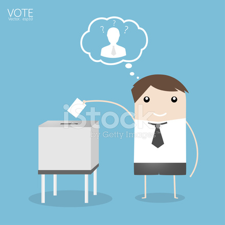 440x440 Vote, Man Voting At Ballot Vector Illustration Stock Vector