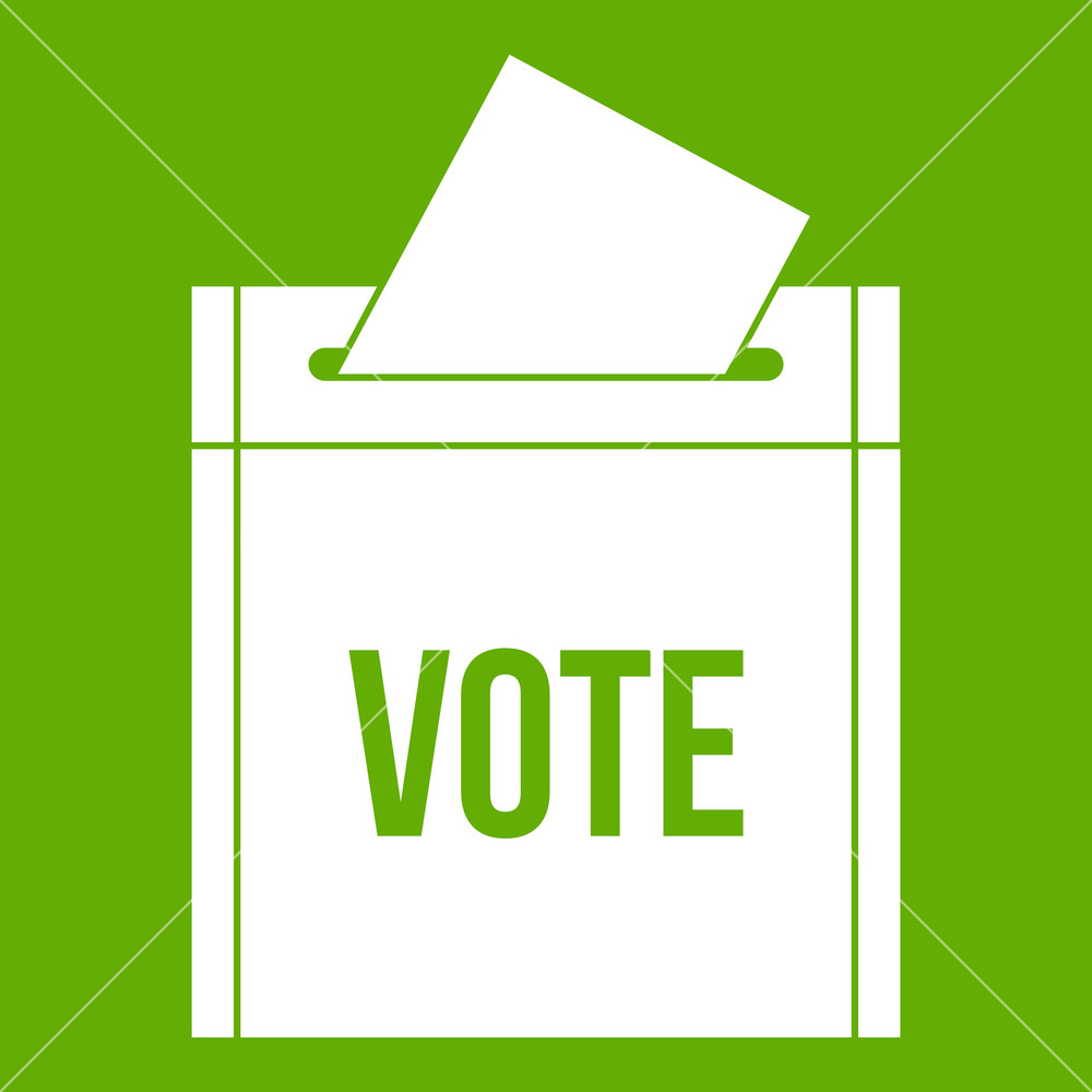 1000x1000 Ballot Box Icon White Isolated On Green Background Vector
