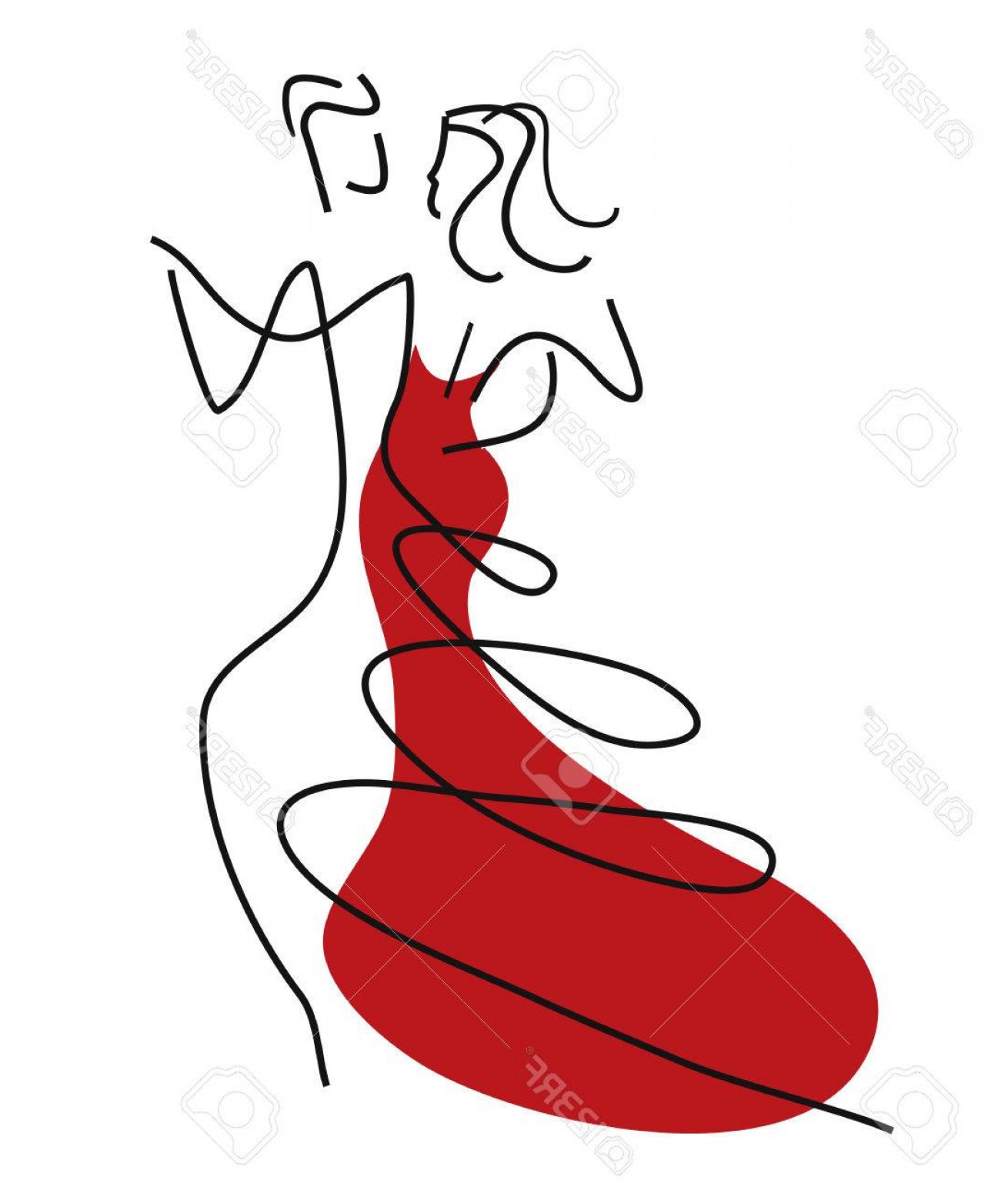 1310x1560 Photostock Vector Ballroom Dancers Couple Line Art Stylized