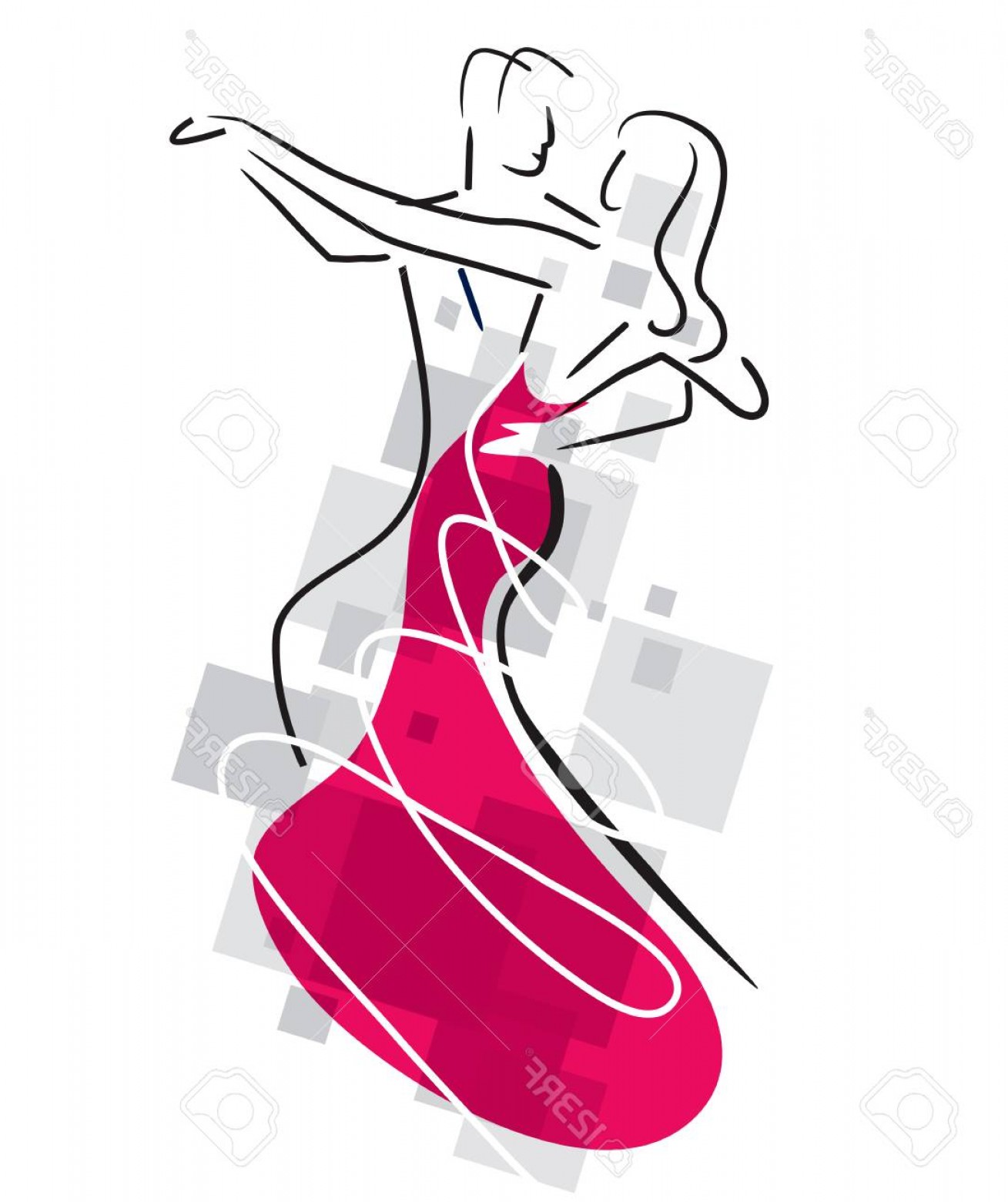 1309x1560 Photostock Vector Ballroom Dancers Couple Stylized Illustration