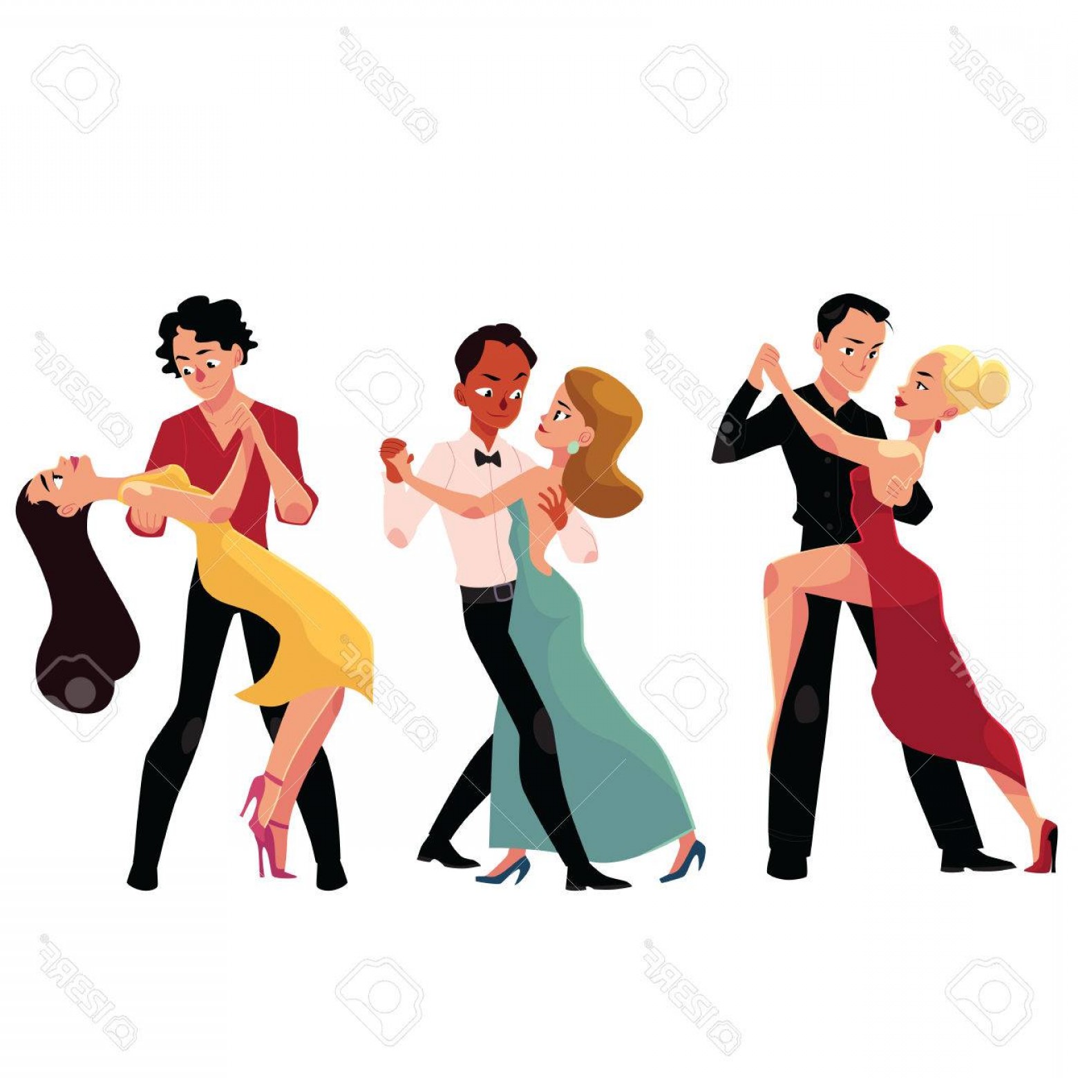 1560x1560 Photostock Vector Three Couples Of Professional Ballroom Dancers