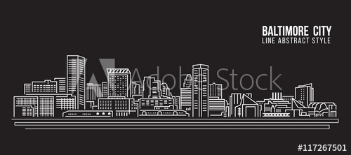 500x222 Cityscape Building Line Art Vector Illustration Design