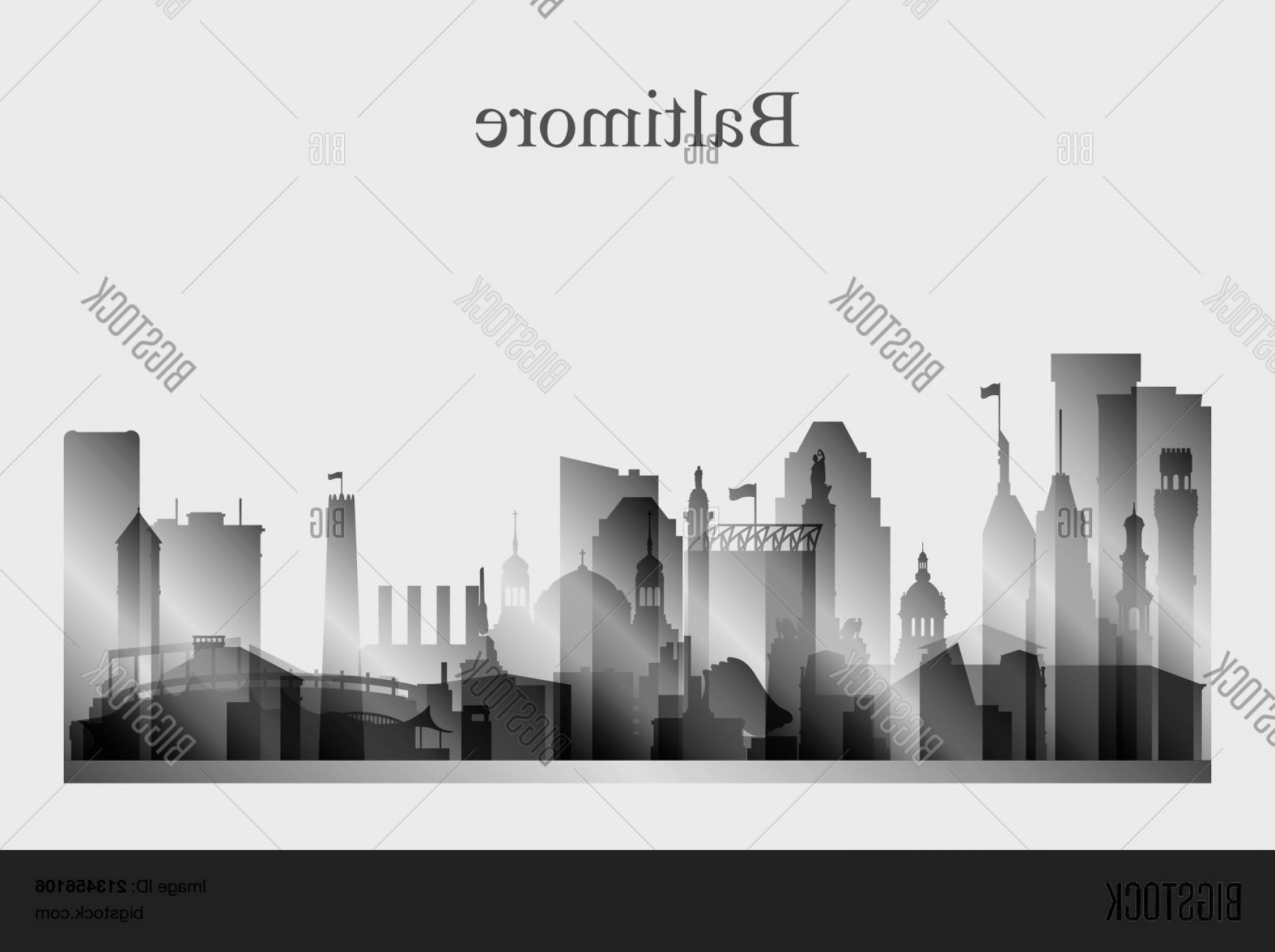 1800x1344 Stock Vector Baltimore City Skyline Silhouette In Grayscale Vector