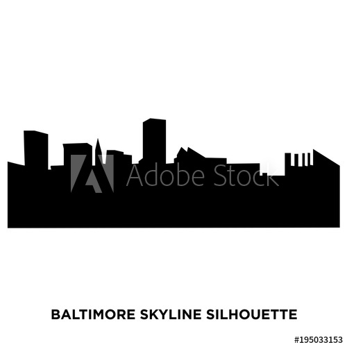500x500 Baltimore Skyline Silhouette On White Background