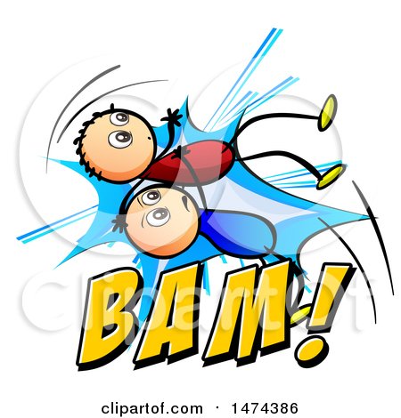 450x470 Clipart Of Men Wrestling, With Bam Text