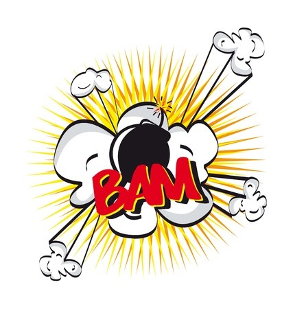 427x450 Comic Cloud With Bam Text Over White Background Vector Royalty