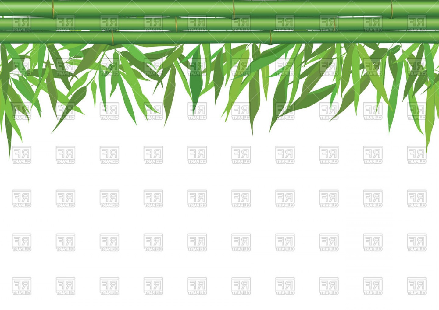 1440x1018 Floral Border Made Of Bamboo And Green Leaves Vector Clipart