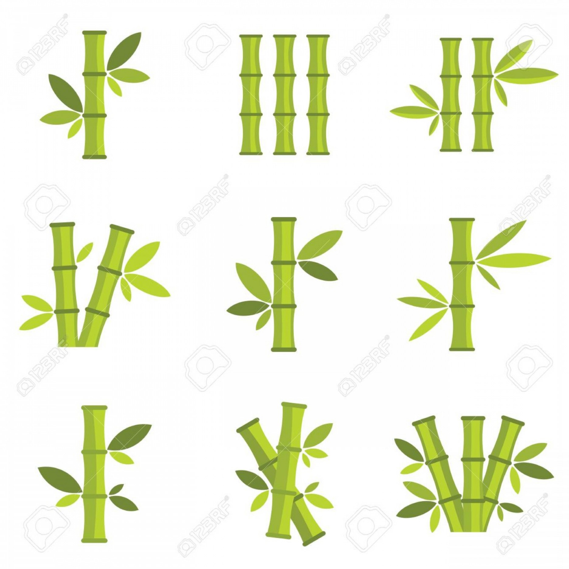 1872x1872 Photostock Vector Bamboo Vector Icons Set Isolated On White