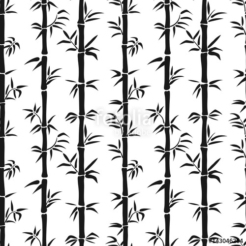 500x500 Black And White Seamless Bamboo Pattern Vector Tropical