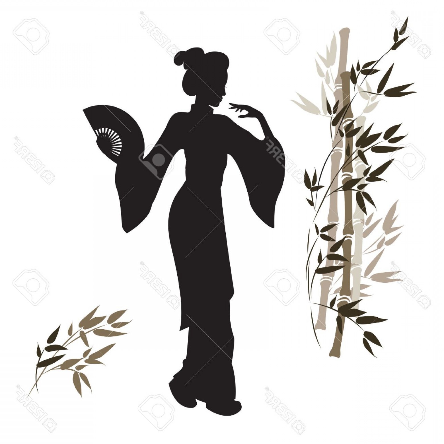 Photostock Vector Silhouette Of A Geisha And Bamboo Beautiful 1560x1560 Photostock Vector Silhouette Of A Geisha And Bamboo Beautiful
