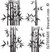 173x179 Free Art Print Of Vector Bamboo Vector Black And White
