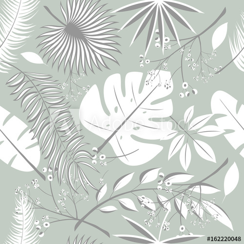 500x500 Exotic Leaves, Rainforest Seamless Realistic Tropic Leaf Pattern