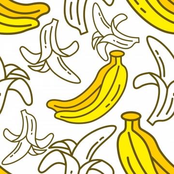 360x360 Banana Fruit Pattern Seamless Vector Template, Sweet, Yellow