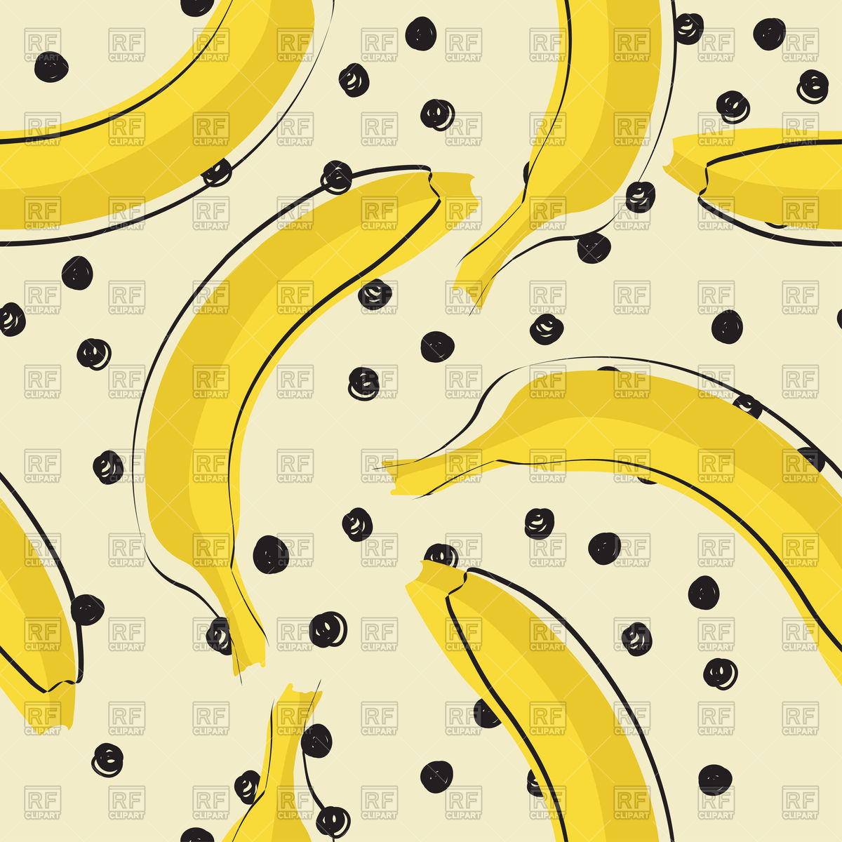 Seamless Pattern With Fresh Yellow Bananas Vector Image 1200x1200 Seamless Pattern With Fresh Yellow Bananas Vector Image