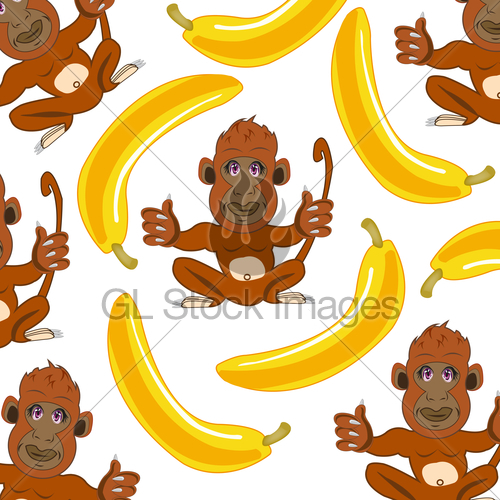 Wildlife Ape And Banana Decorative Pattern Vector Illustr Gl 500x500 Wildlife Ape And Banana Decorative Pattern Vector Illustr Gl