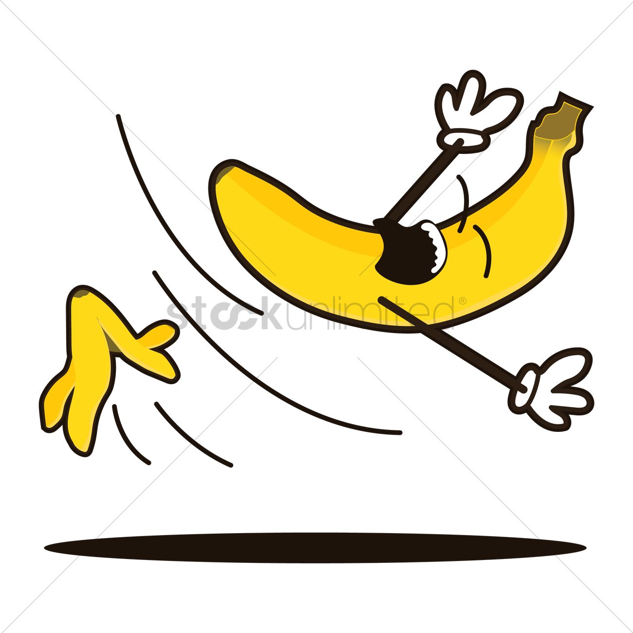 Banana Slipping On A Banana Peel Vector Image 1300x1300 Banana Slipping On A Banana Peel Vector Image