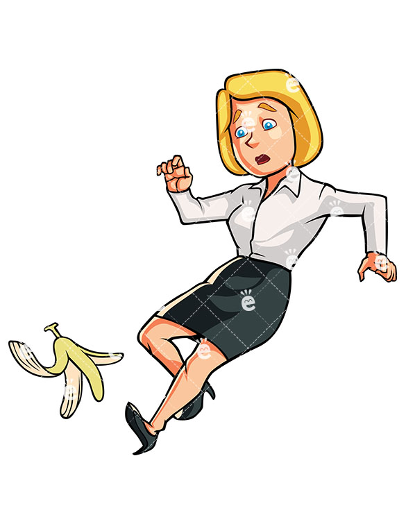 A Business Woman Falling Down After Tripping On A Banana Peel 585x755 A Business Woman Falling Down After Tripping On A Banana Peel