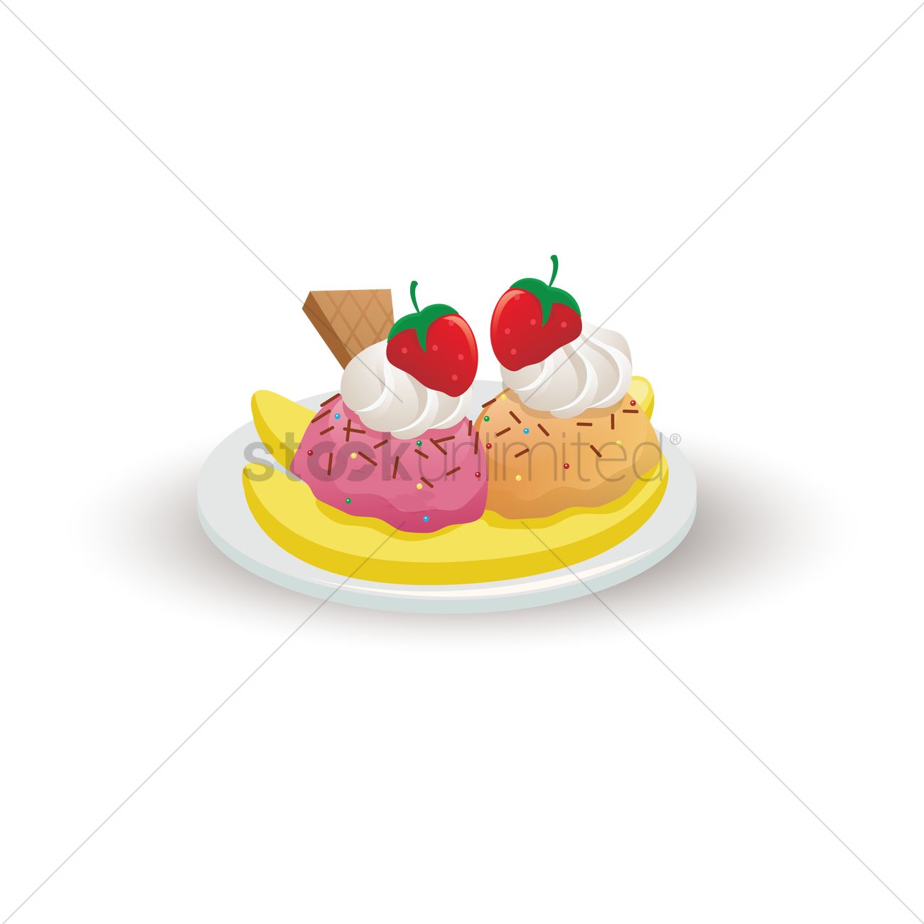 1300x1300 Free Banana Split Vector Image